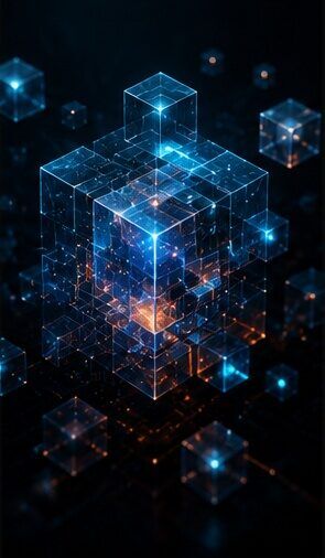 03_digital_cube Layered structure representing governance boundaries around AI decision-making