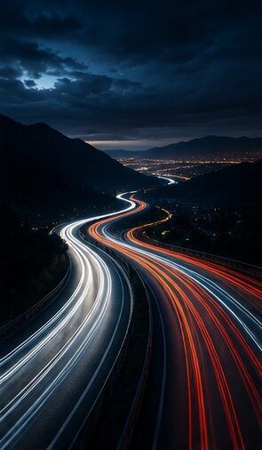 Abstract light trails depicting machine-speed decision and response