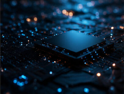 AI Processor network of connected nodes representing AI decision pathways